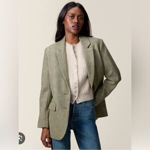 Rouje Jacques Blazer Green Tweed Wool Jacket